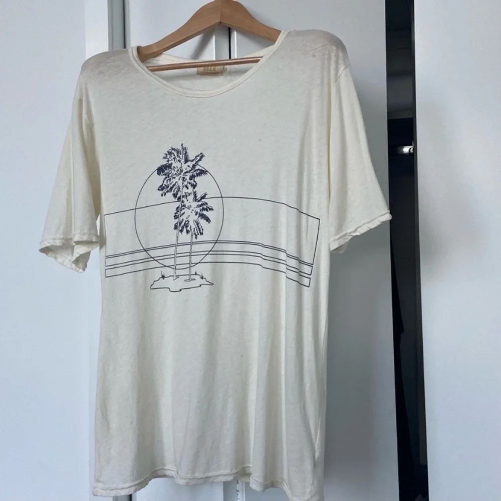 All Things Fabulous - Cotton/Linen Tee Shirt - Made Venice CA - Size S Ivory - Picture 3 of 15